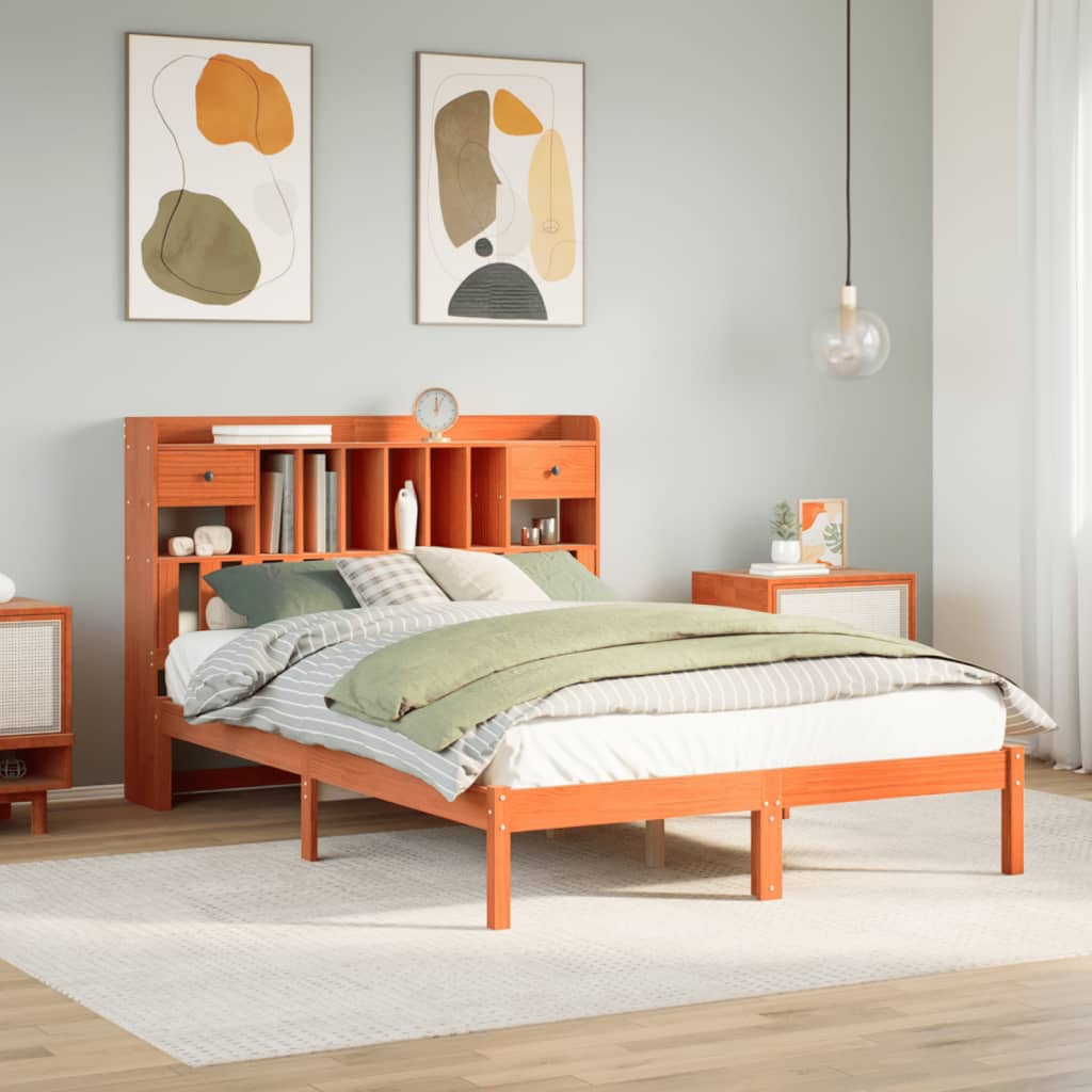 Bookcase Bed Without Mattress Solid Wood Pine