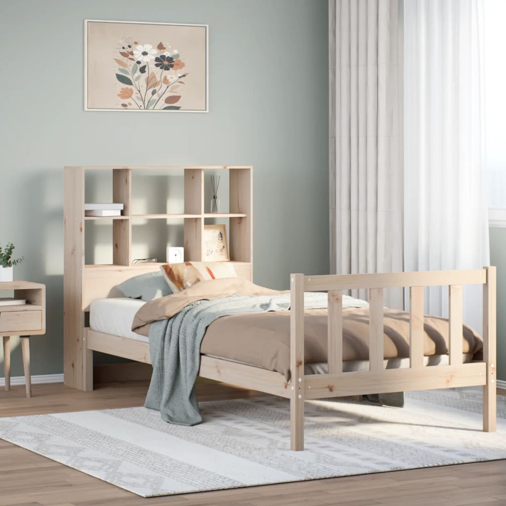 Bookcase Bed Without Mattress Double Solid Wood Pine