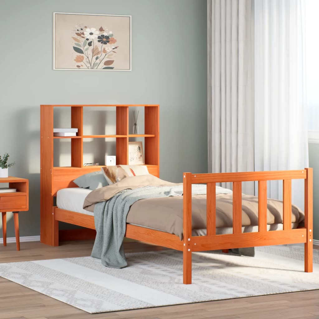 Bookcase Bed Without Mattress Double Solid Wood Pine