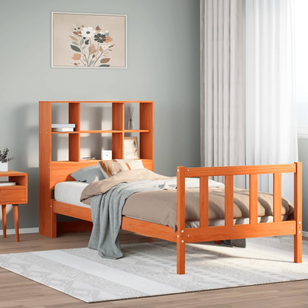 Bookcase Bed Without Mattress Double Solid Wood Pine