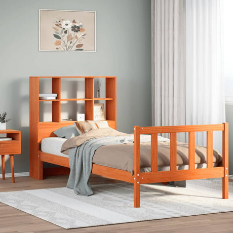 Bookcase Bed Without Mattress Double Solid Wood Pine