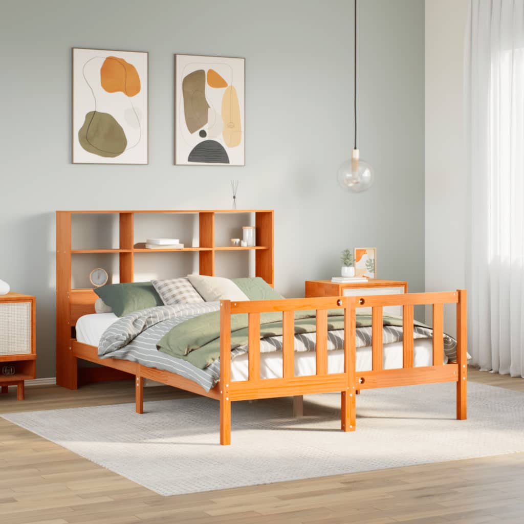 Bookcase Bed Without Mattress Double Solid Wood Pine