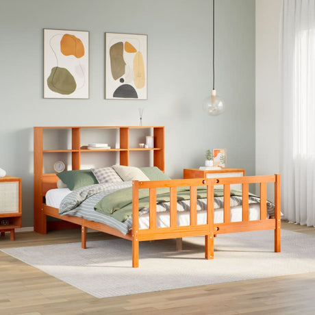 Bookcase Bed Without Mattress Double Solid Wood Pine