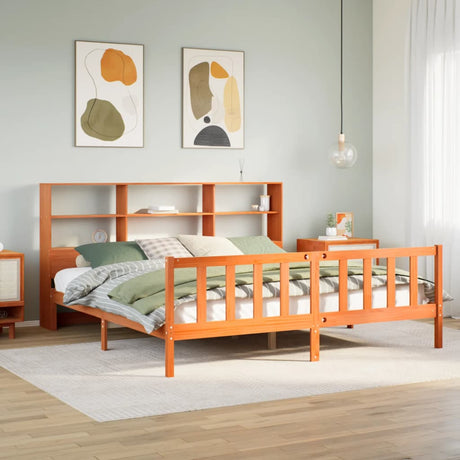 Bookcase Bed Without Mattress Double Solid Wood Pine