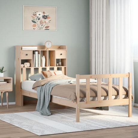 Bookcase Bed Without Mattress Single Solid Wood Pine
