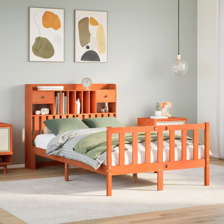Bookcase Bed Without Mattress Single Solid Wood Pine