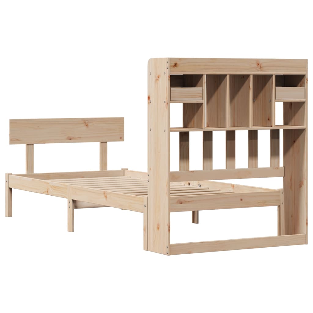 Bookcase Bed Without Mattress Single Solid Wood Pine
