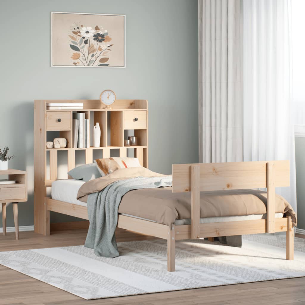 Bookcase Bed Without Mattress Single Solid Wood Pine