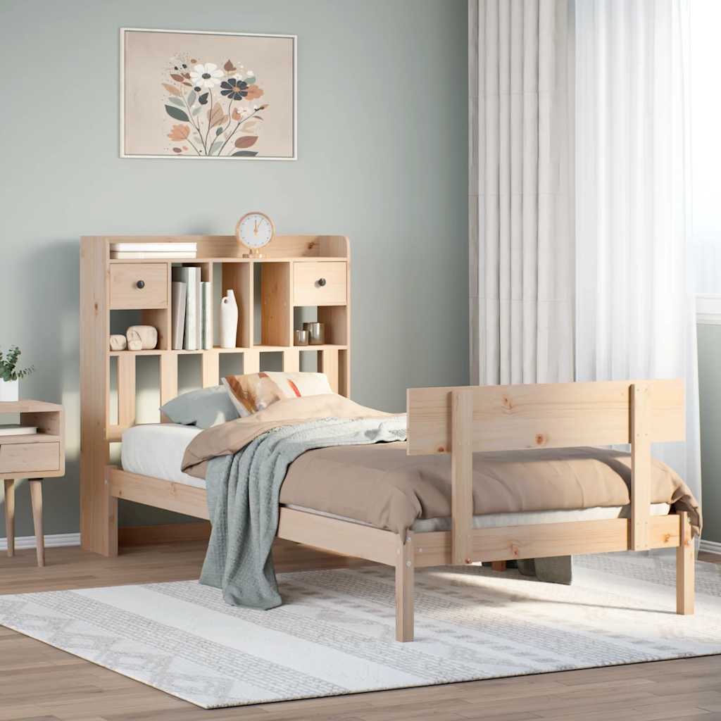 Bookcase Bed Without Mattress Single Solid Wood Pine