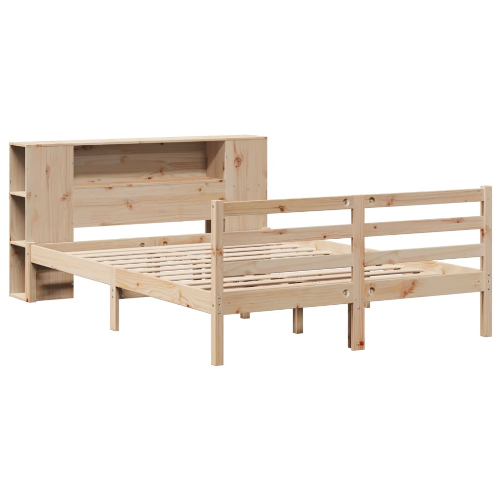 Bookcase Bed Without Mattress King Size Solid Wood Pine