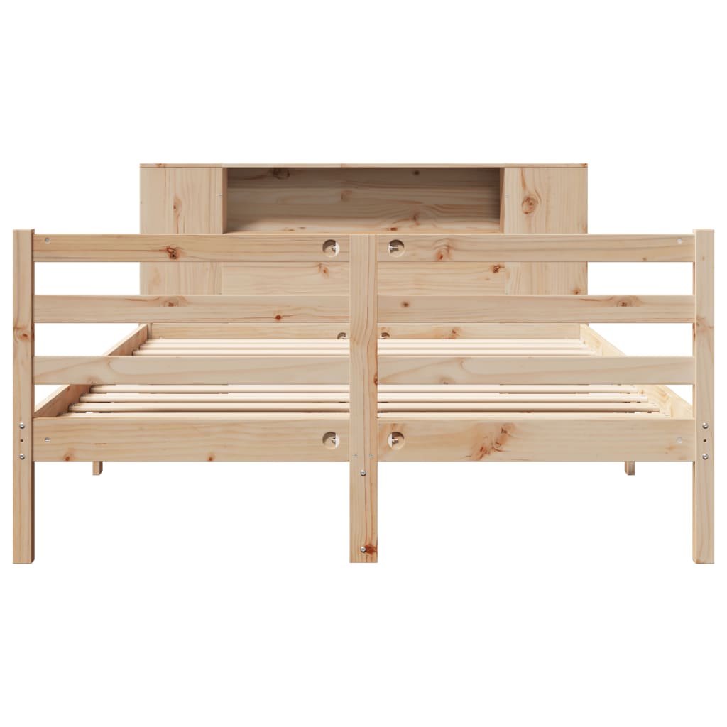 Bookcase Bed Without Mattress King Size Solid Wood Pine