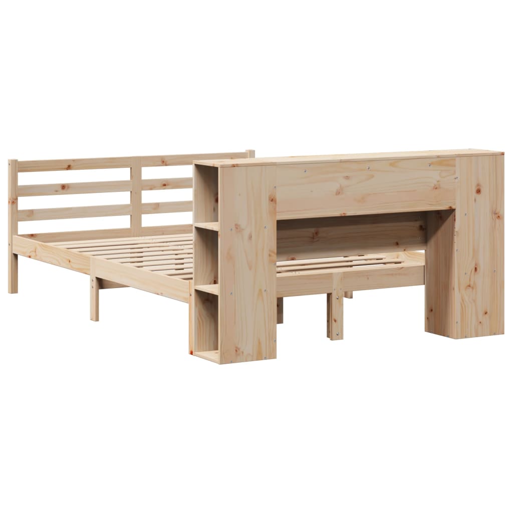 Bookcase Bed Without Mattress King Size Solid Wood Pine