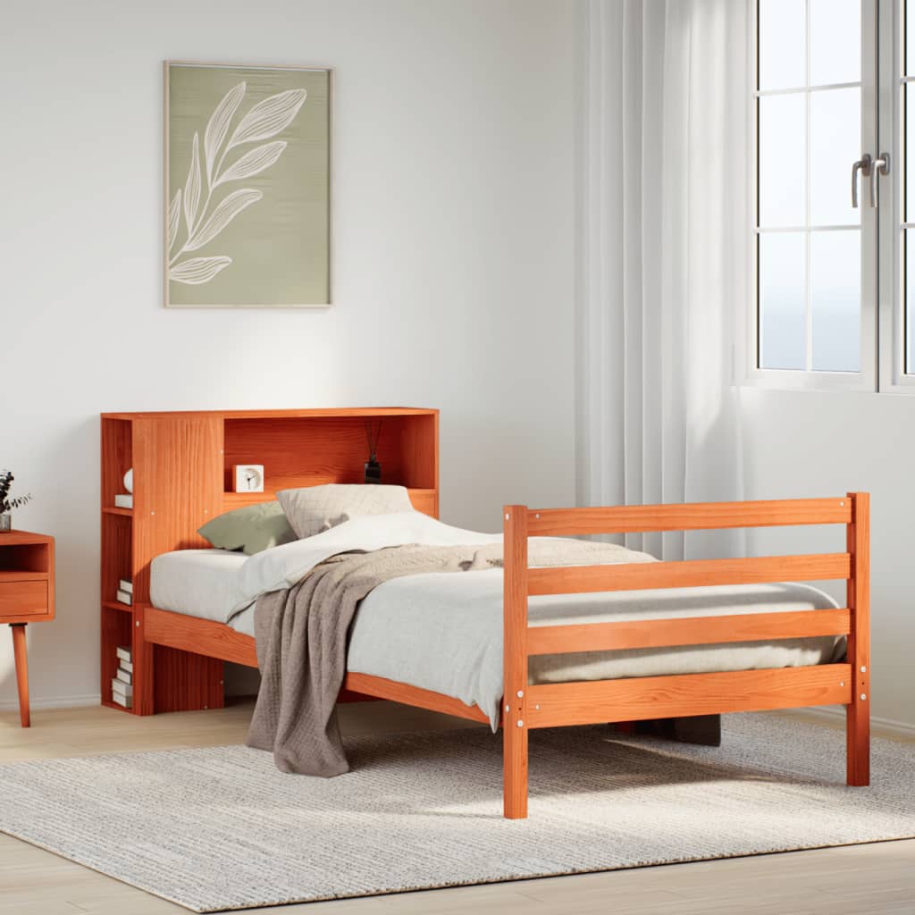 Bookcase Bed Without Mattress Single Solid Wood Pine