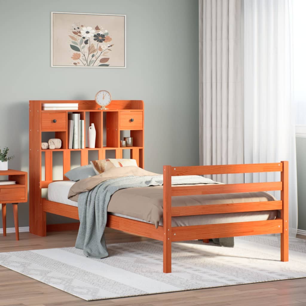 Bookcase Bed Without Mattress Solid Wood Pine