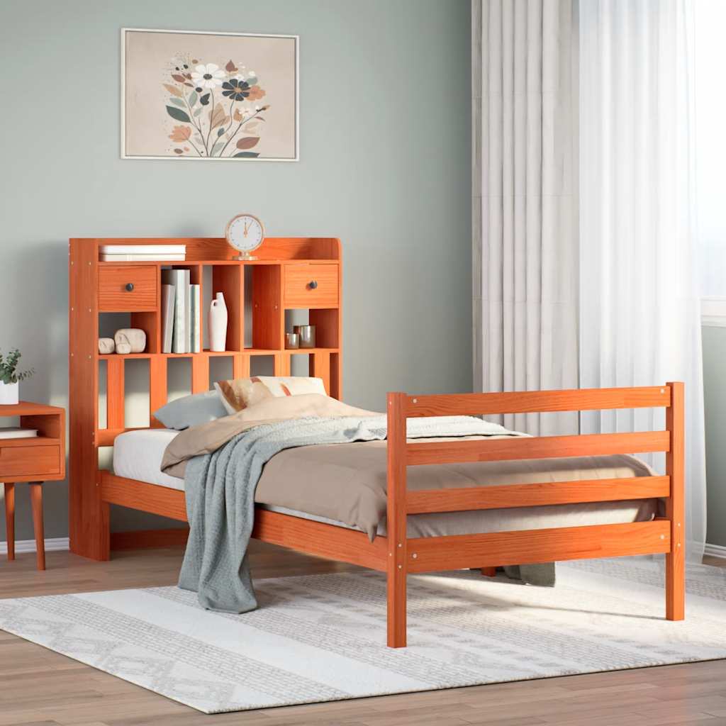 Bookcase Bed Without Mattress Solid Wood Pine