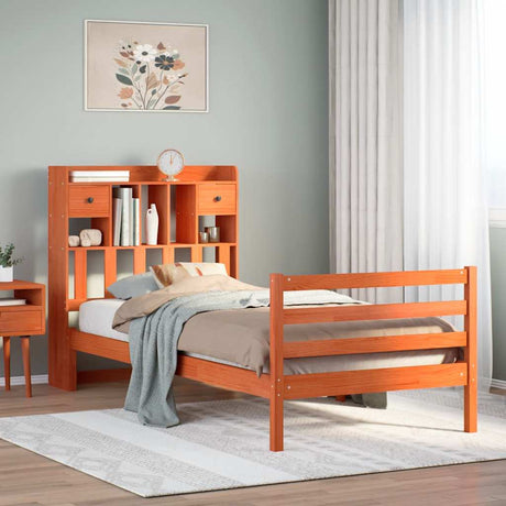 Bookcase Bed Without Mattress Solid Wood Pine