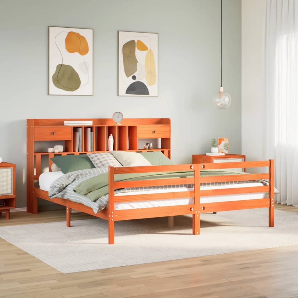 Bookcase Bed Without Mattress Solid Wood Pine