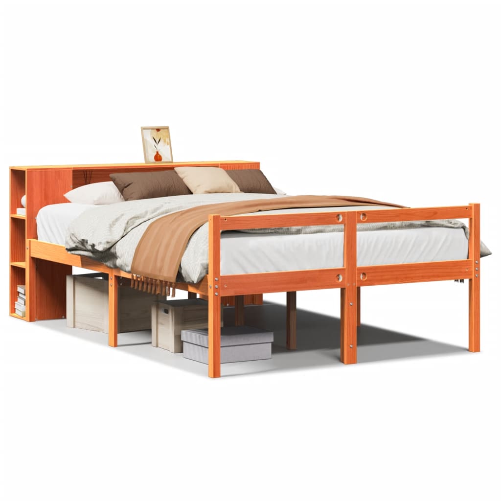Bookcase Bed Without Mattress King Size Solid Wood