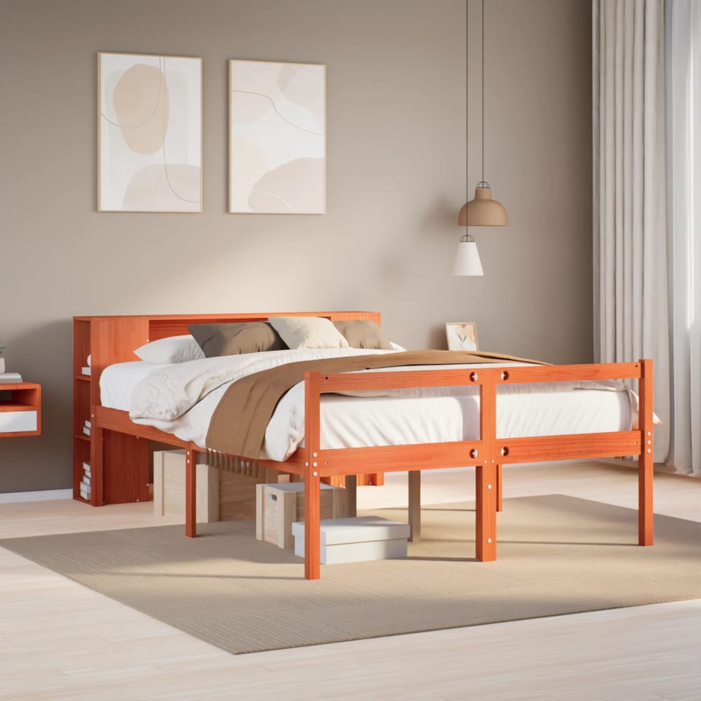 Bookcase Bed Without Mattress King Size Solid Wood