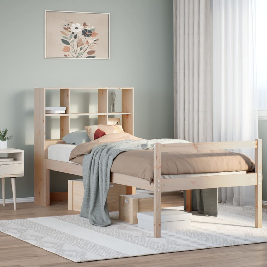 Bookcase Bed Without Mattress Single Solid Wood Pine