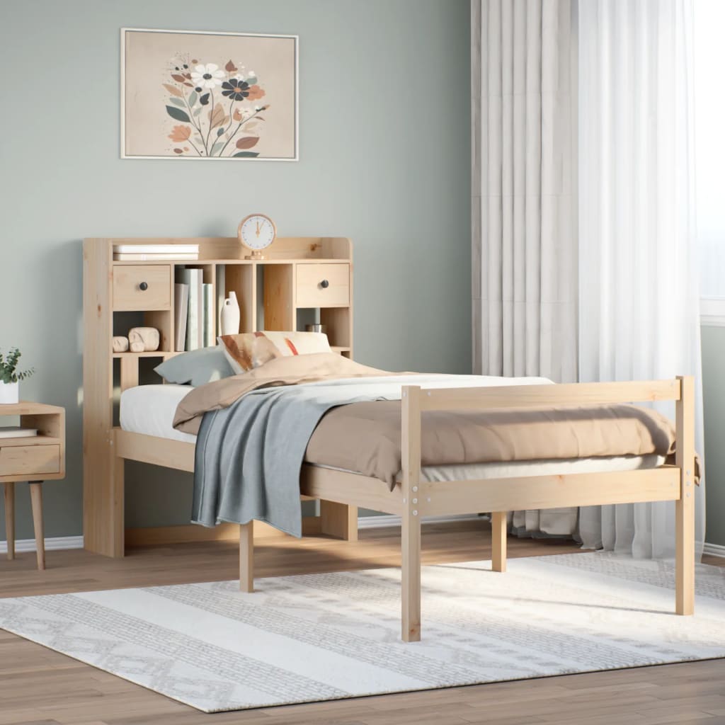 Bookcase Bed Without Mattress Solid Wood Pine