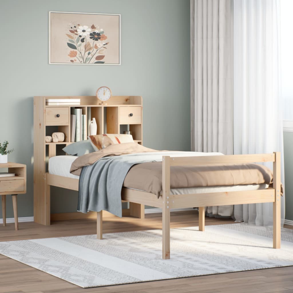 Bookcase Bed Without Mattress Solid Wood Pine