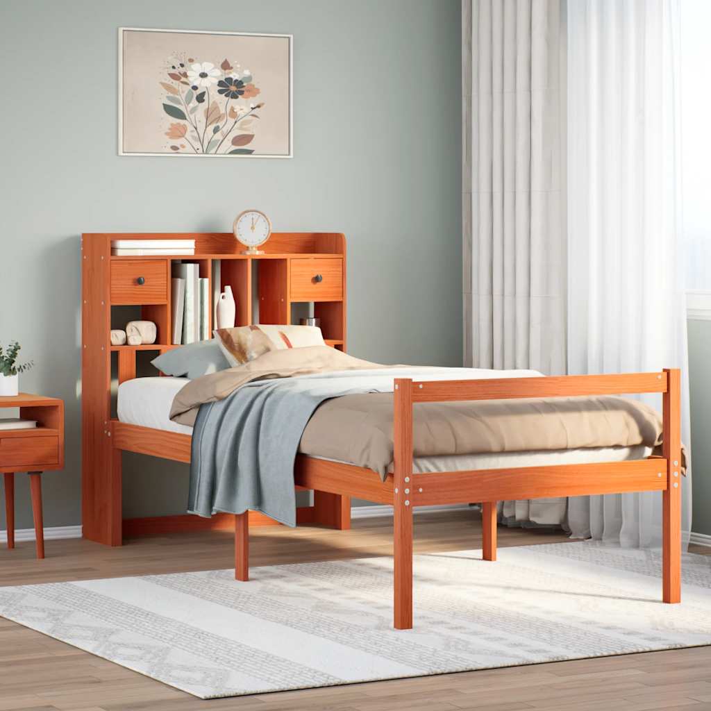 Bookcase Bed Without Mattress Solid Wood Pine