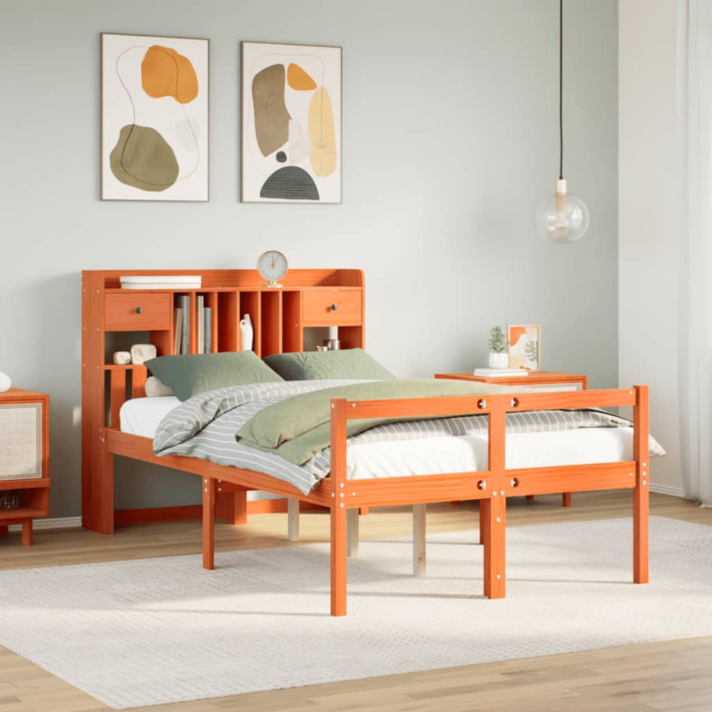 Bookcase Bed Without Mattress Solid Wood Pine