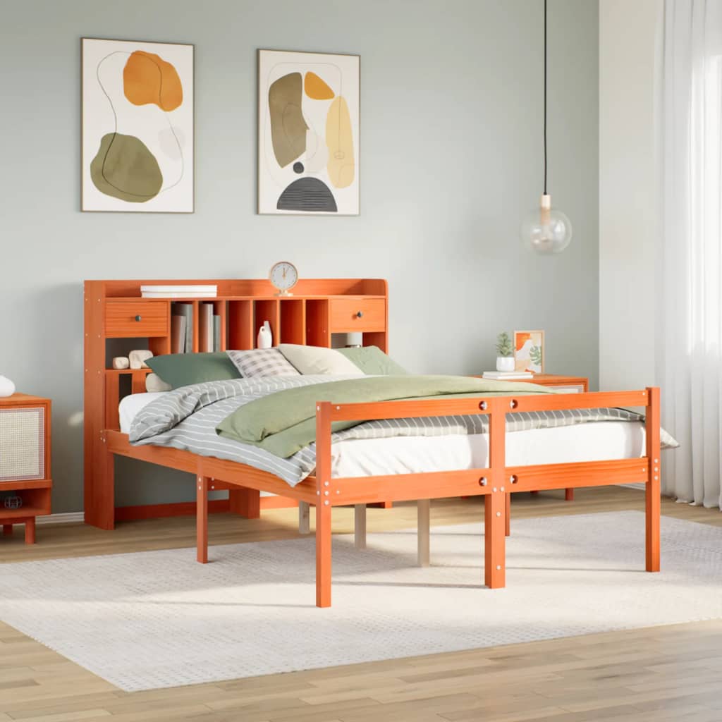 Bookcase Bed Without Mattress Solid Wood Pine