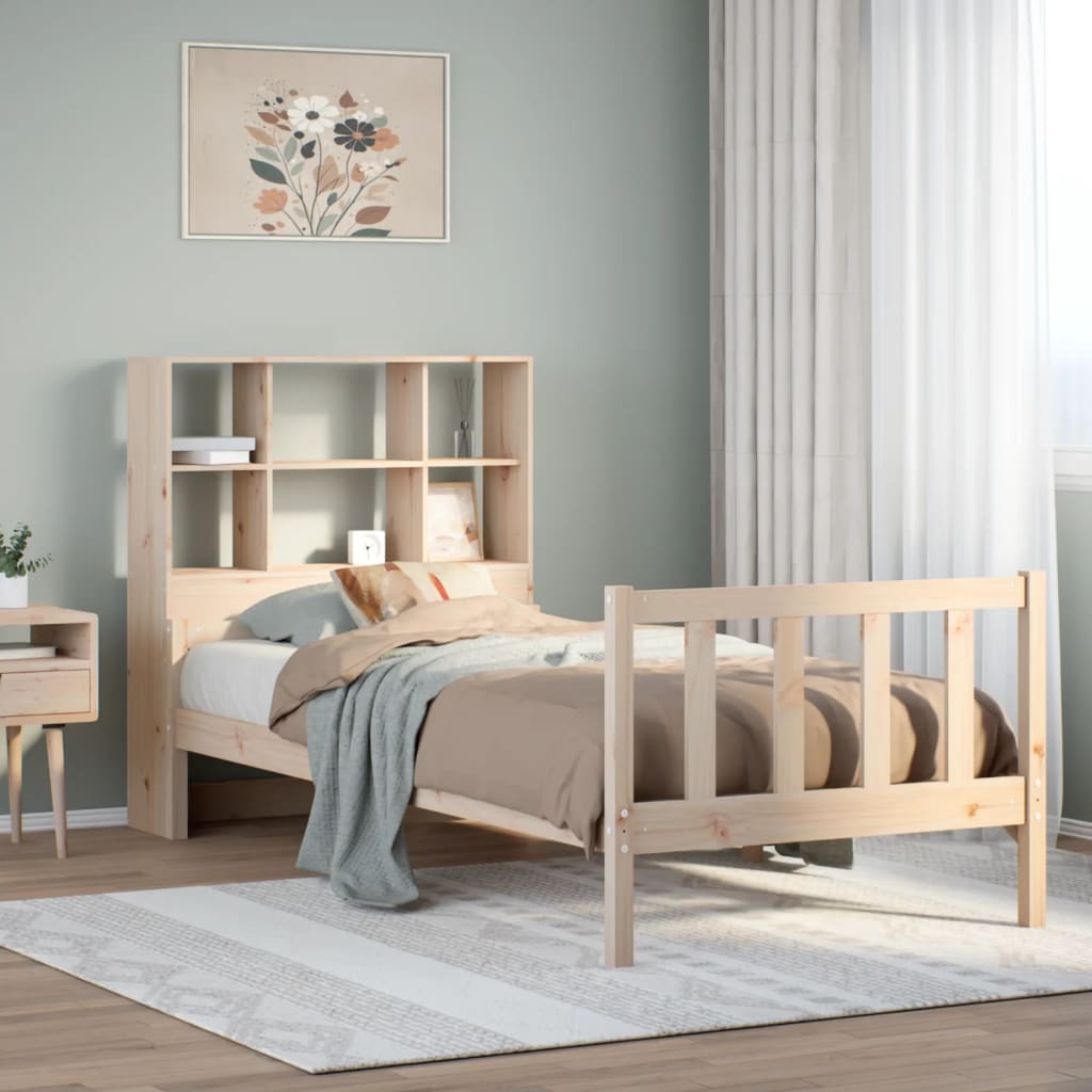 Bookcase Bed Without Mattress Super King Solid Wood Pine