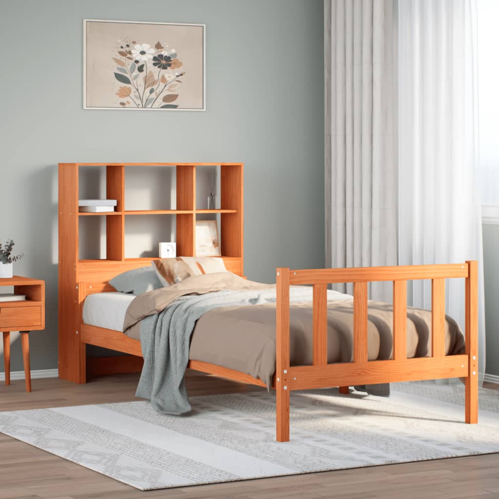Bookcase Bed Without Mattress Super King Solid Wood Pine