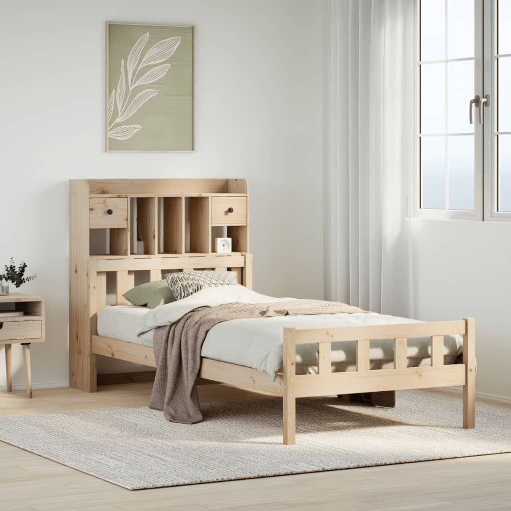 Bookcase Bed Without Mattress Super King Solid Wood Pine