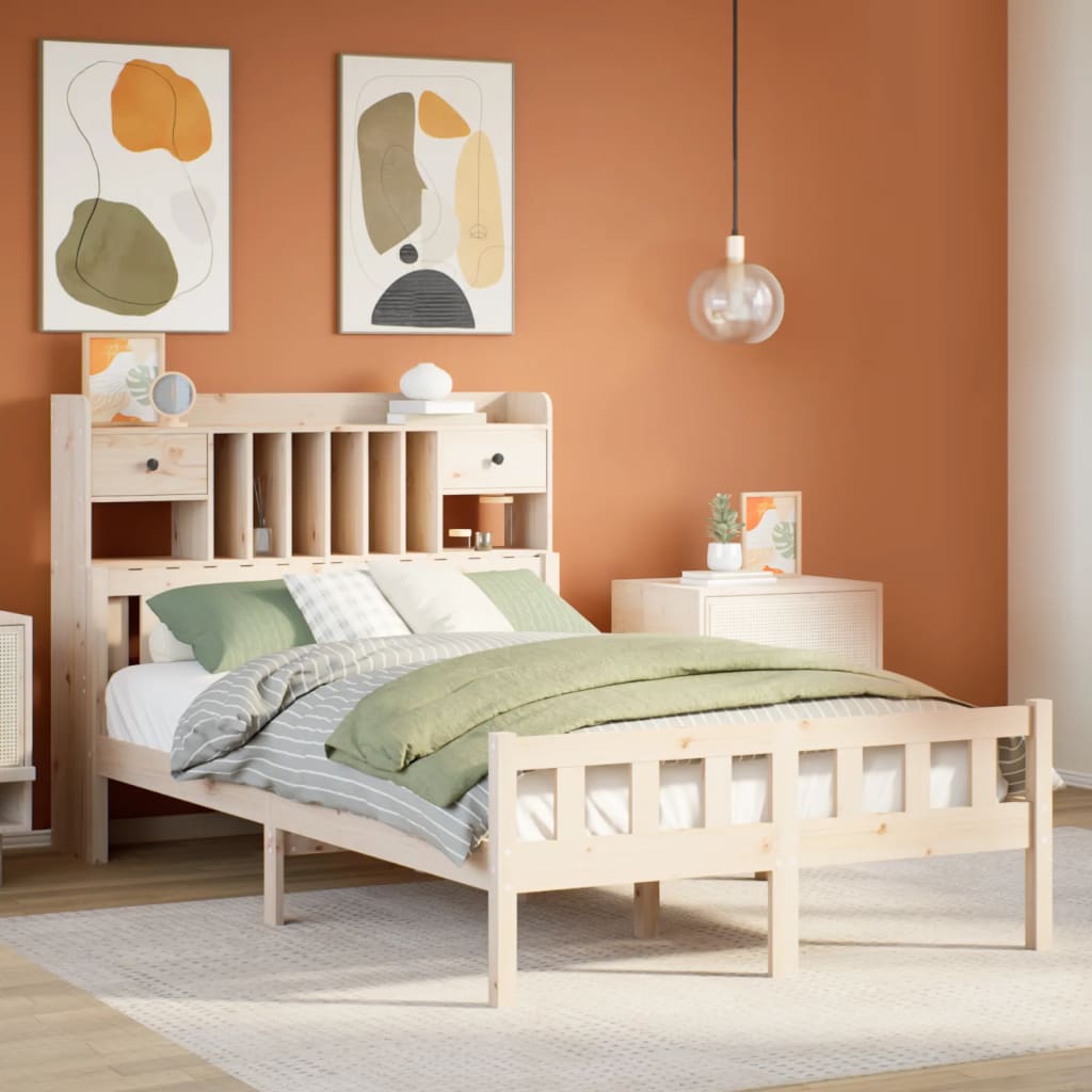 Bookcase Bed Without Mattress Super King Solid Wood Pine
