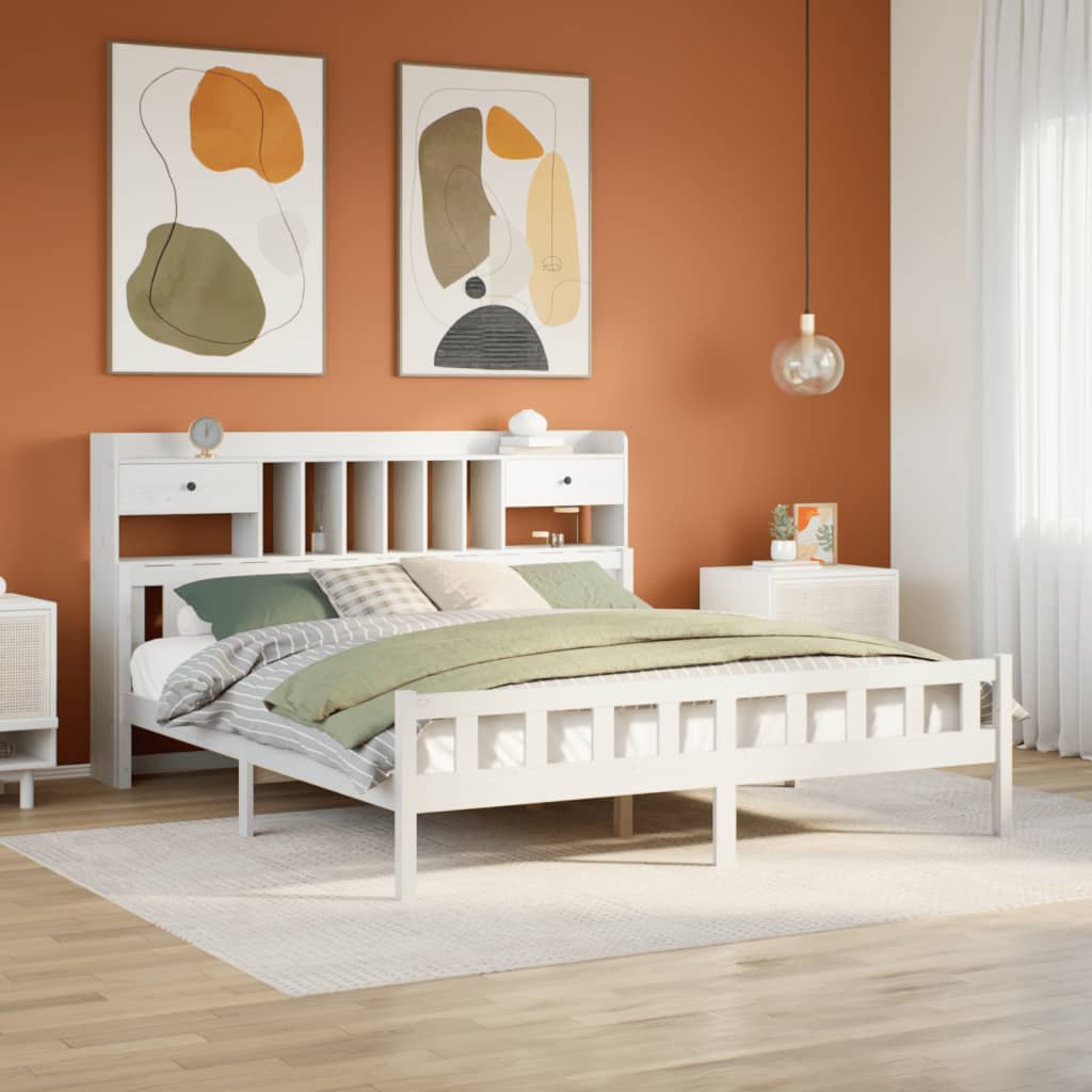 Bookcase Bed Without Mattress Super King Solid Wood Pine