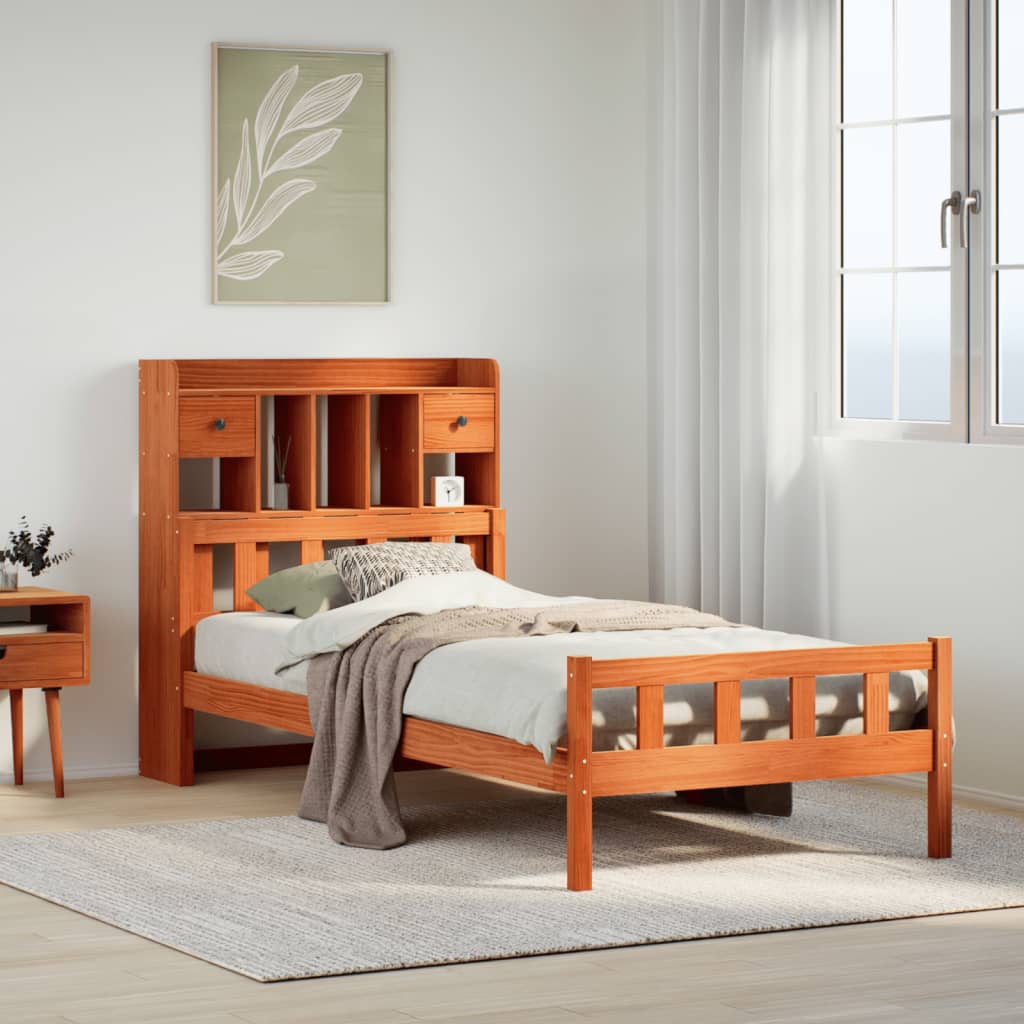Bookcase Bed Without Mattress Super King Solid Wood Pine