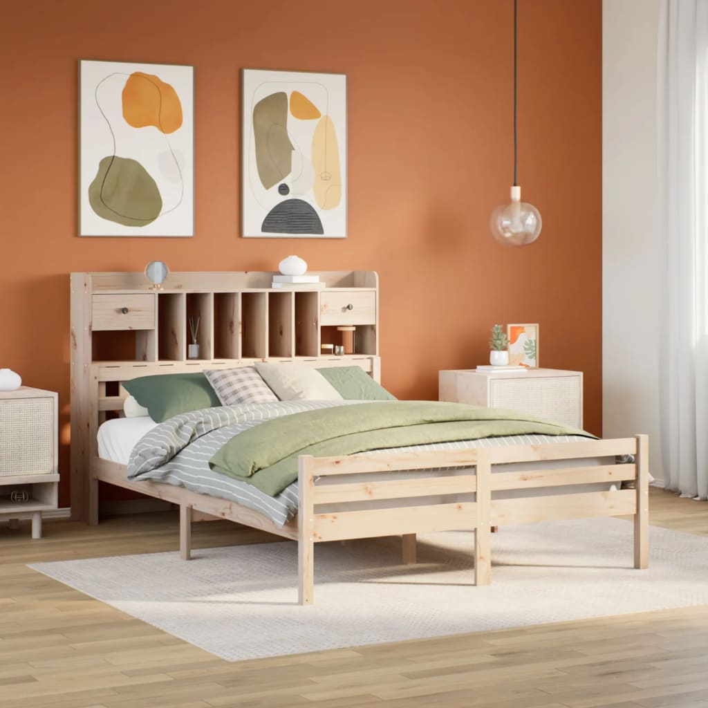 Bookcase Bed Without Mattress Solid Wood Pine
