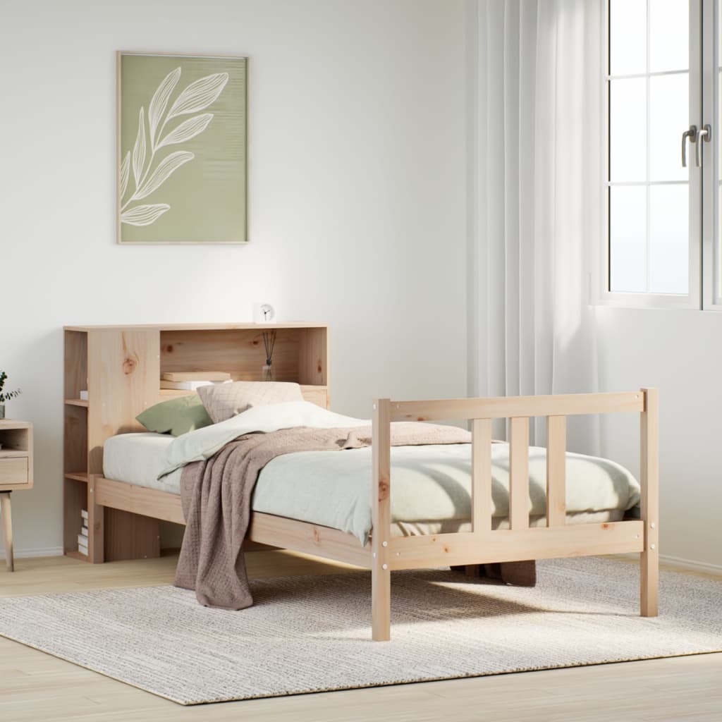 Bookcase Bed Without Mattress 100X200Cm Solid Wood Pine