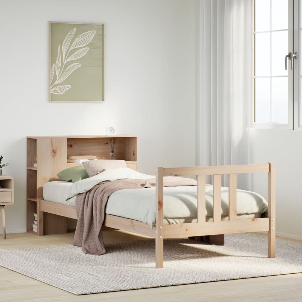 Bookcase Bed Without Mattress 100X200Cm Solid Wood Pine
