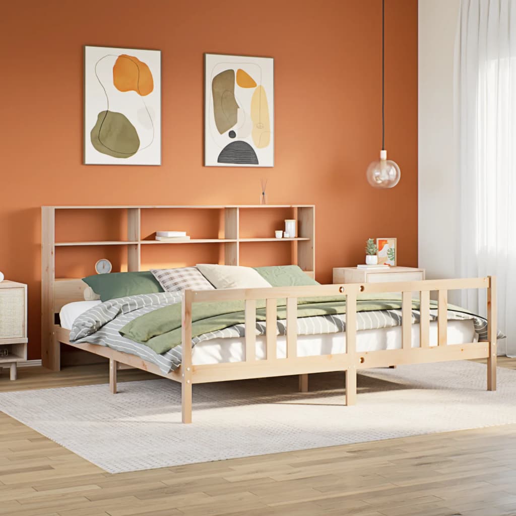 Bookcase Bed Without Mattress 90X200Cm Solid Wood Pine