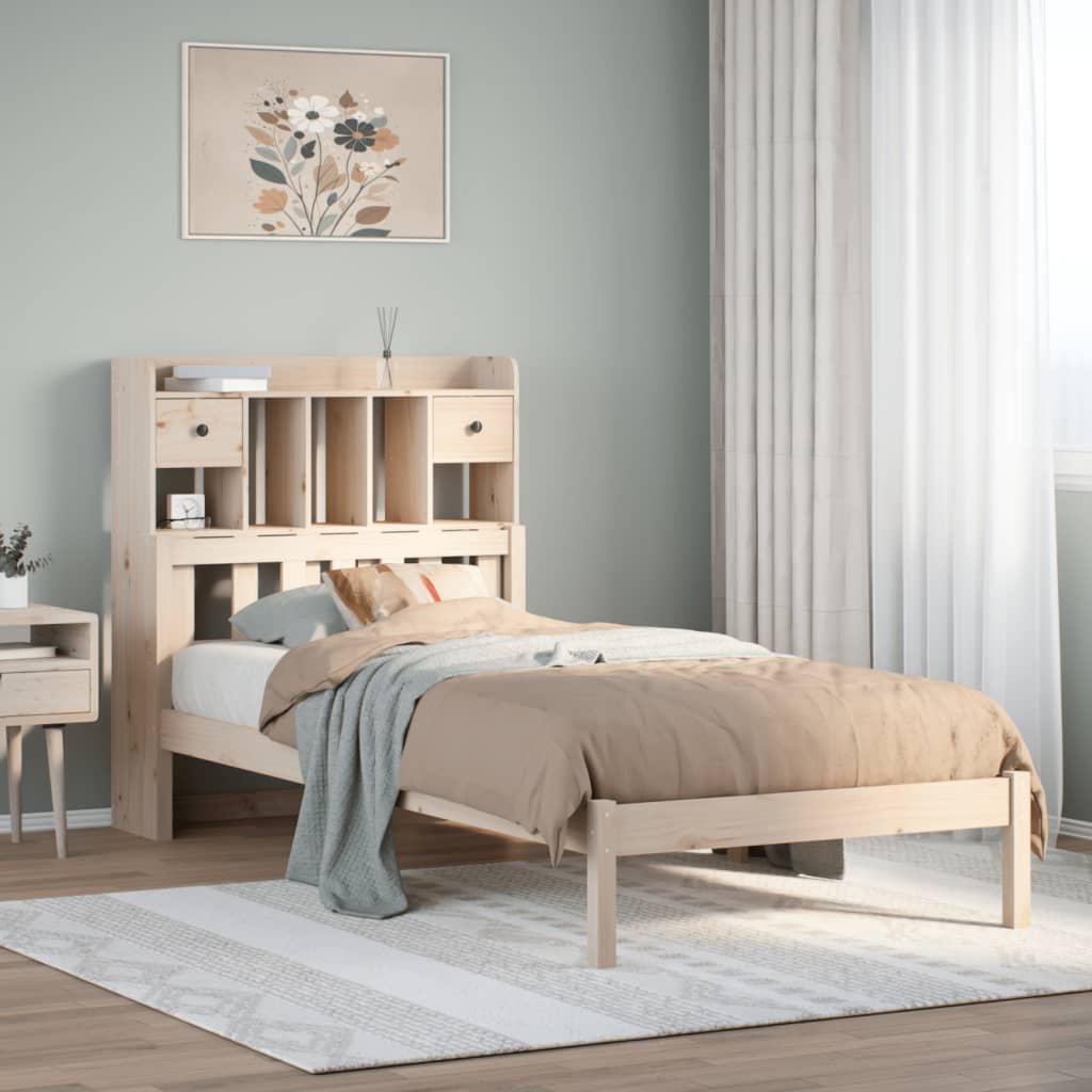 Bookcase Bed Without Mattress Solid Wood Pine