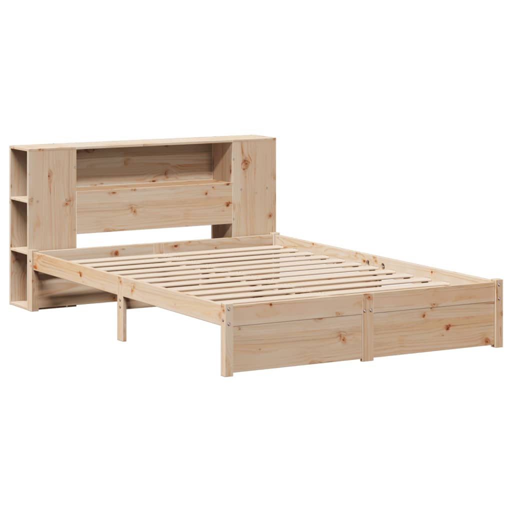 Bookcase Bed Without Mattress 150X200Cm King Size Solid Wood Pine