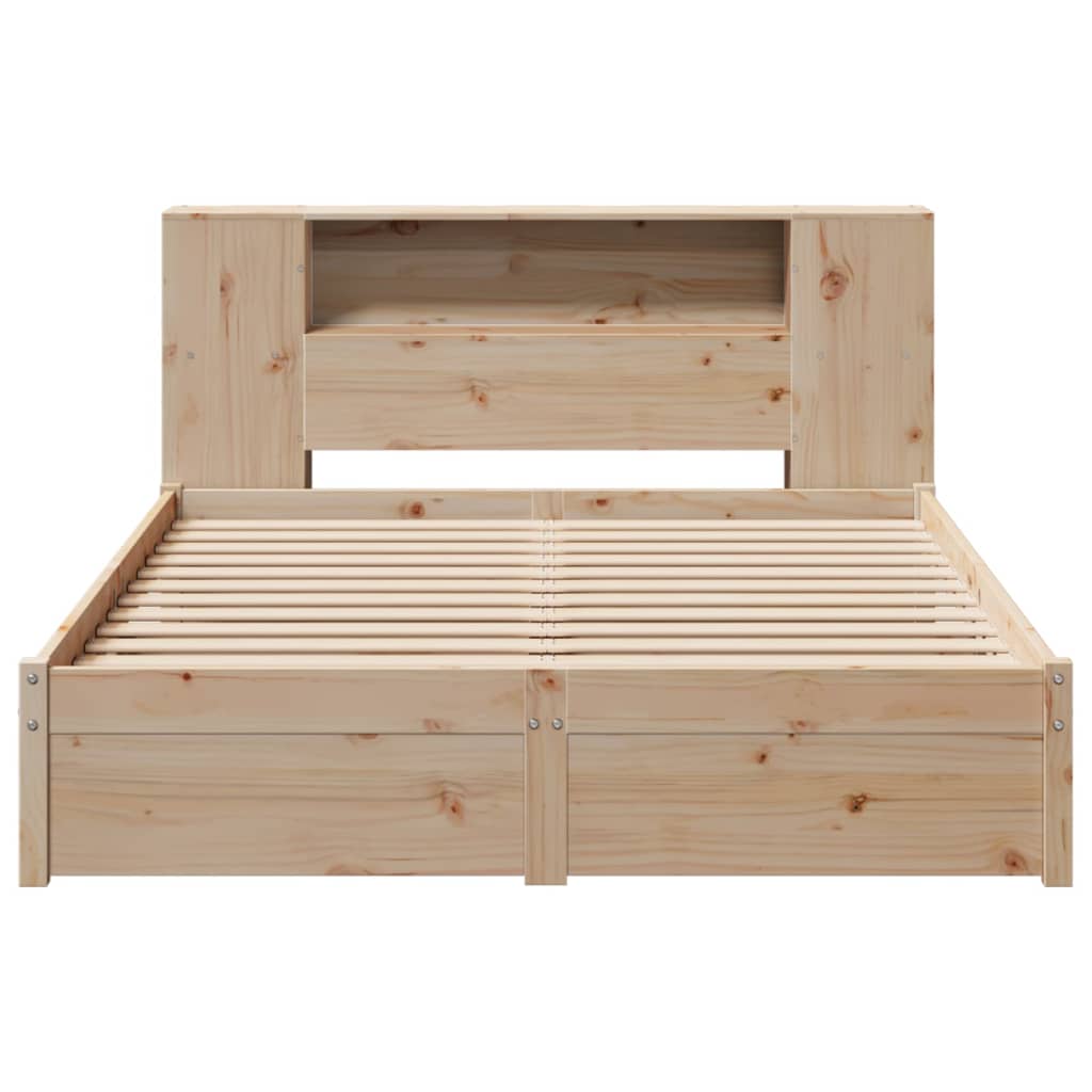 Bookcase Bed Without Mattress 150X200Cm King Size Solid Wood Pine