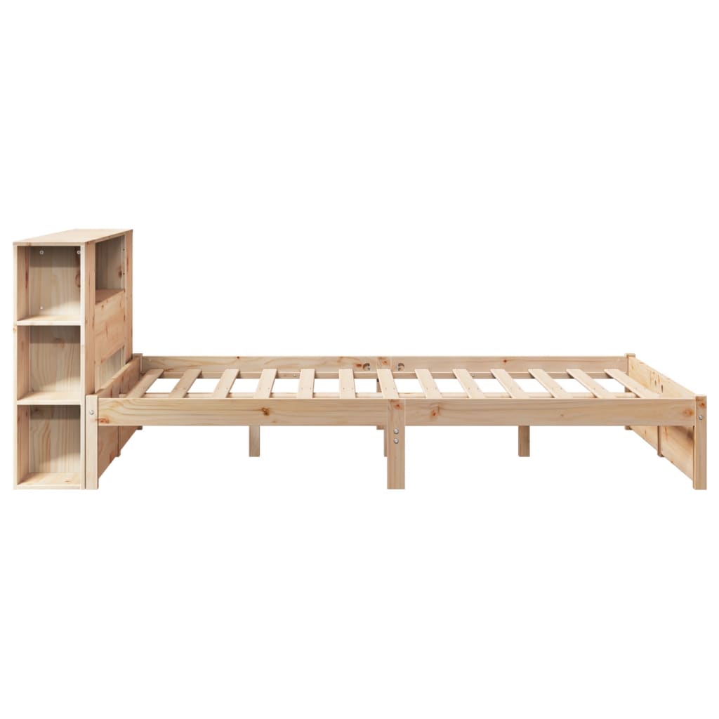 Bookcase Bed Without Mattress 150X200Cm King Size Solid Wood Pine