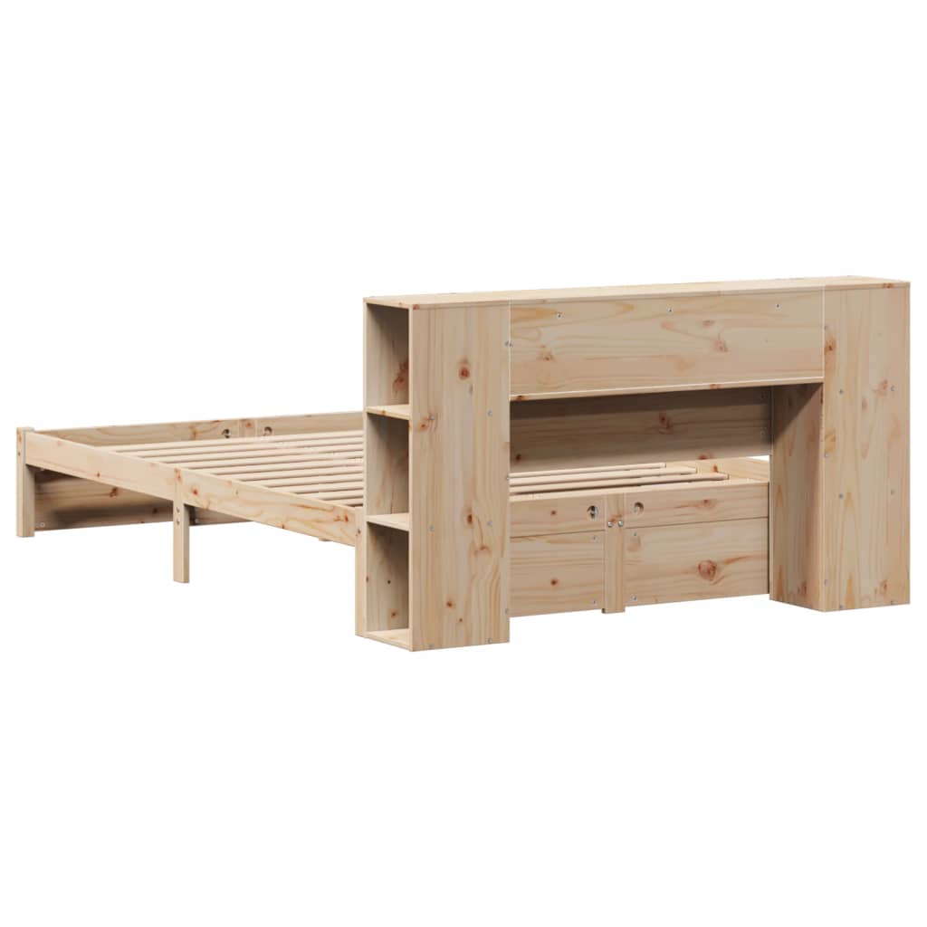 Bookcase Bed Without Mattress 150X200Cm King Size Solid Wood Pine