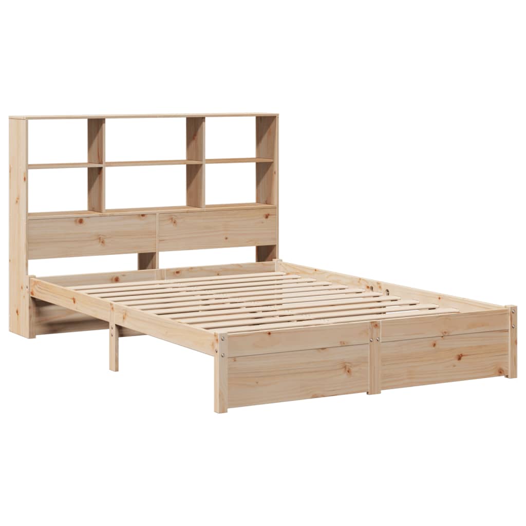 Bookcase Bed Without Mattress 135X190Cm Double Solid Wood Pine