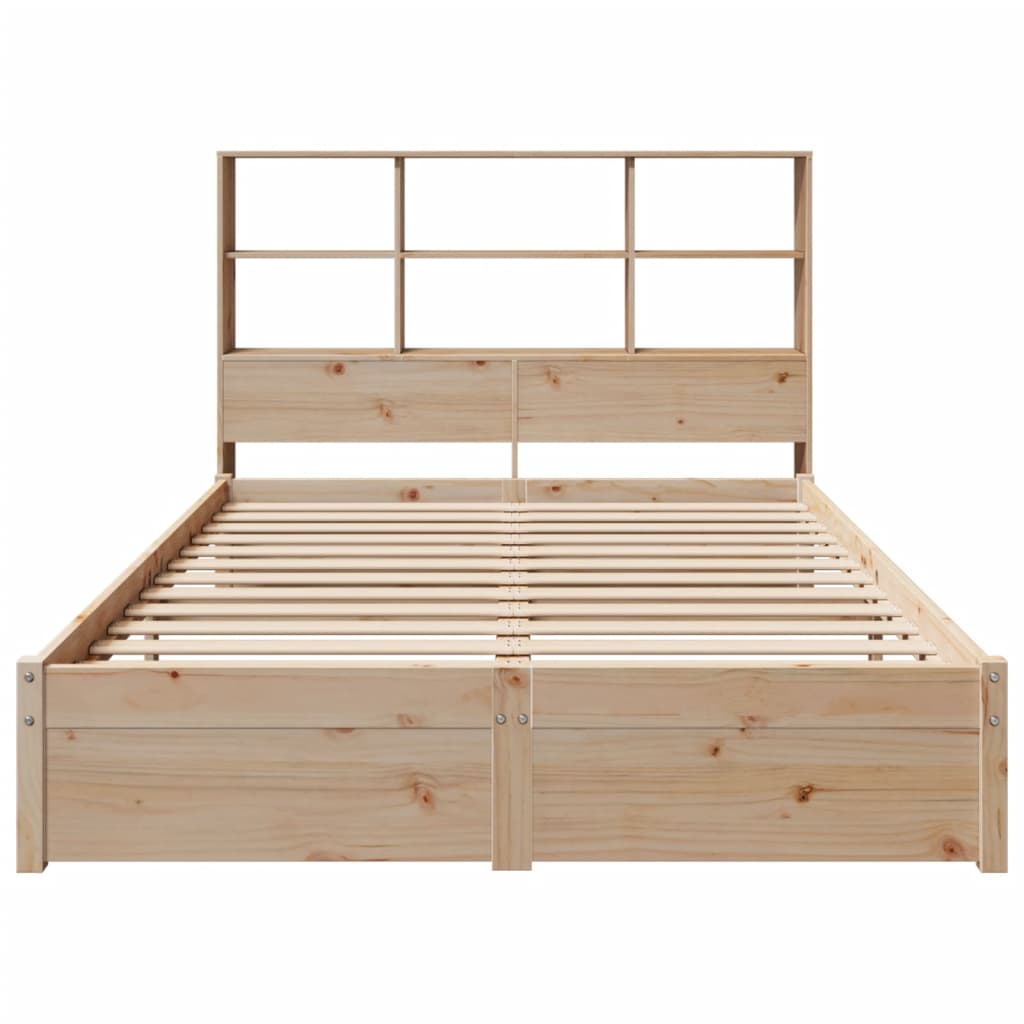 Bookcase Bed Without Mattress 135X190Cm Double Solid Wood Pine