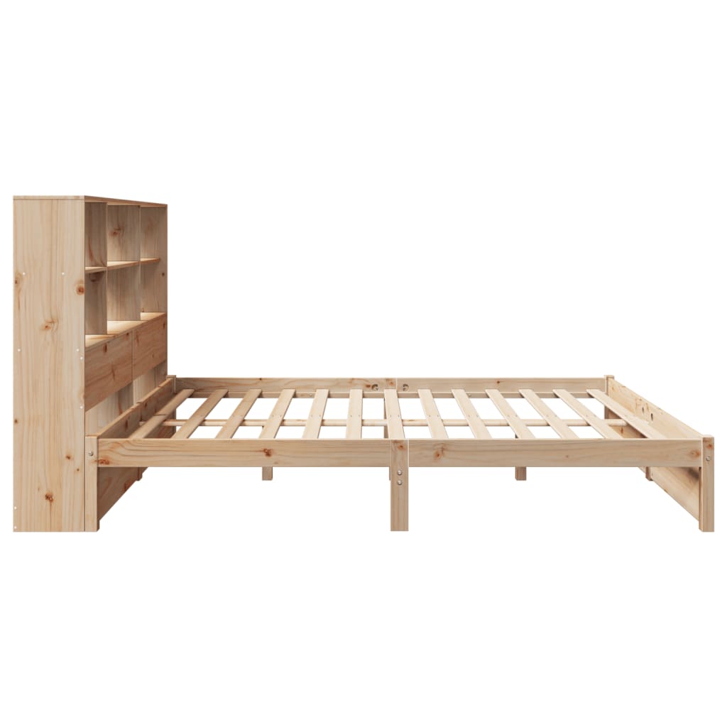 Bookcase Bed Without Mattress 135X190Cm Double Solid Wood Pine