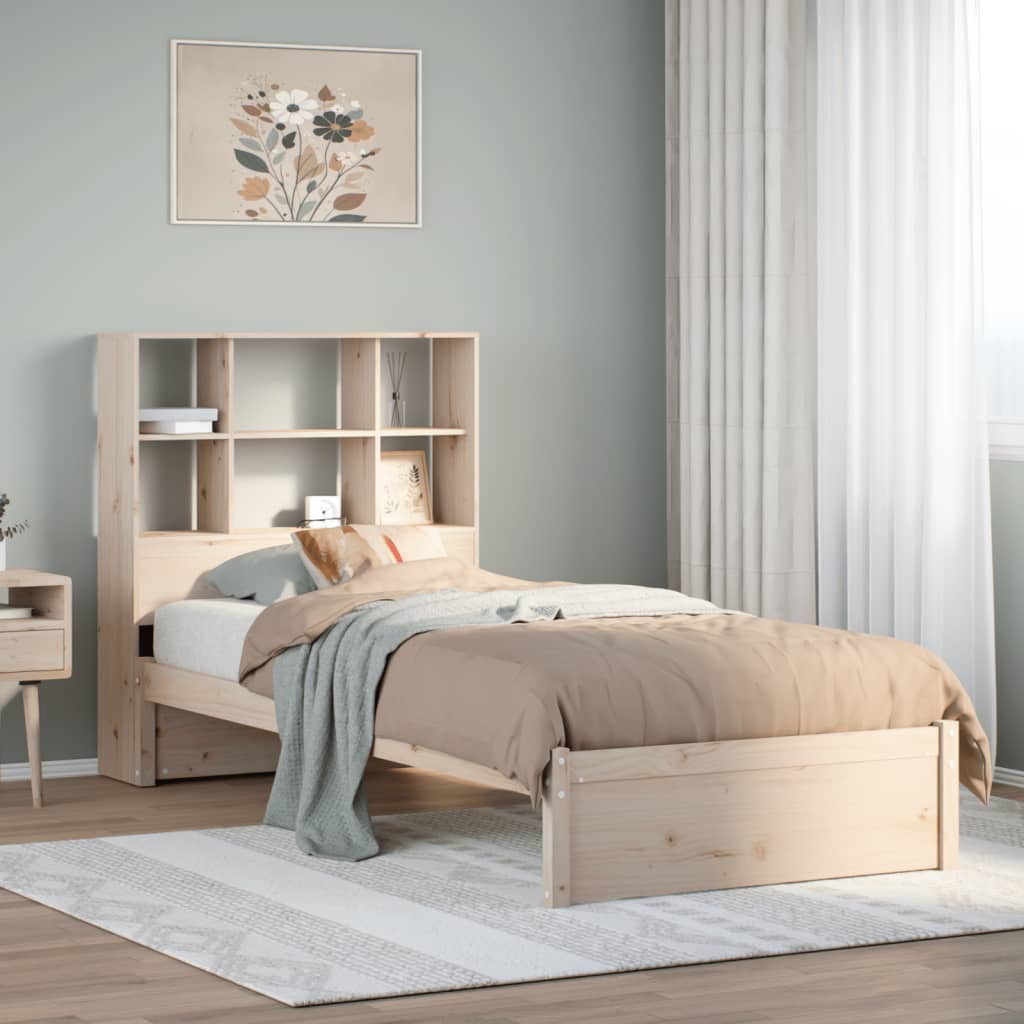 Bookcase Bed Without Mattress 135X190Cm Double Solid Wood Pine