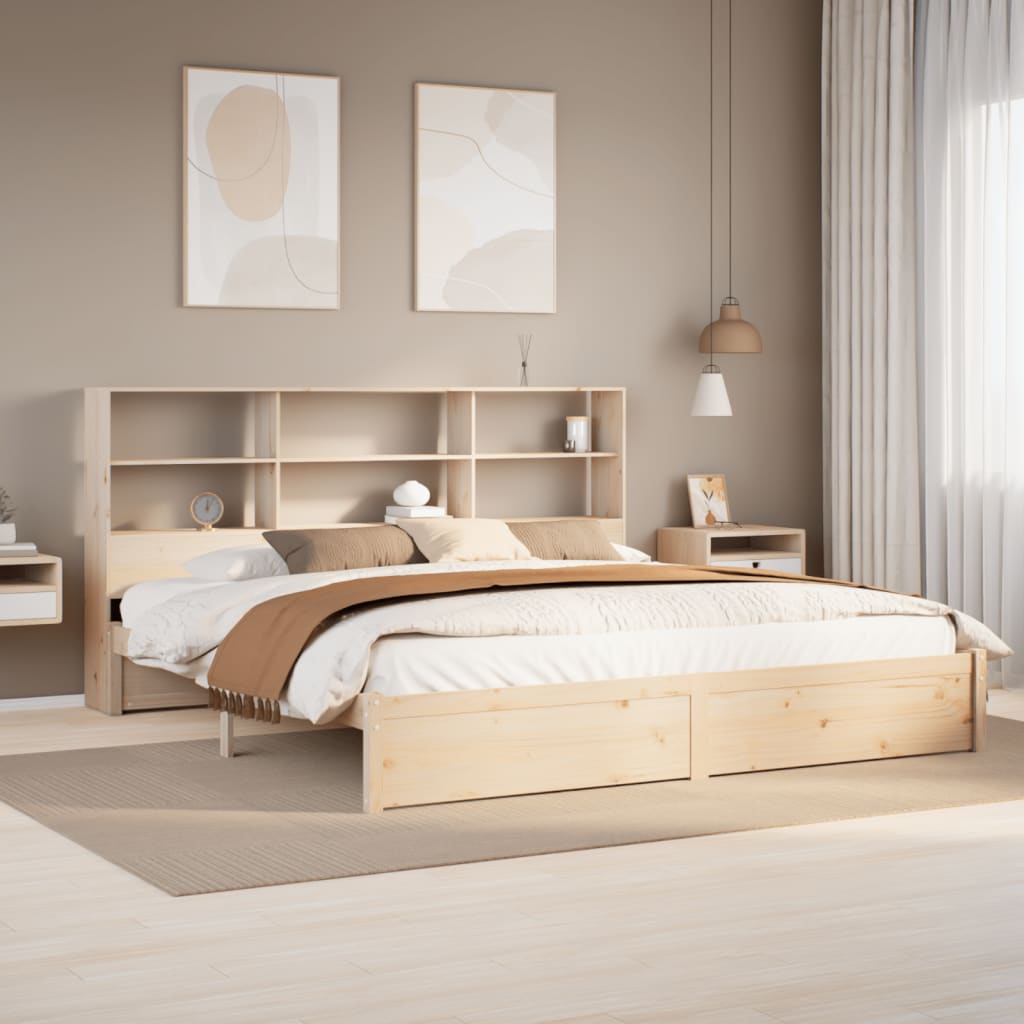 Bookcase Bed Without Mattress 135X190Cm Double Solid Wood Pine