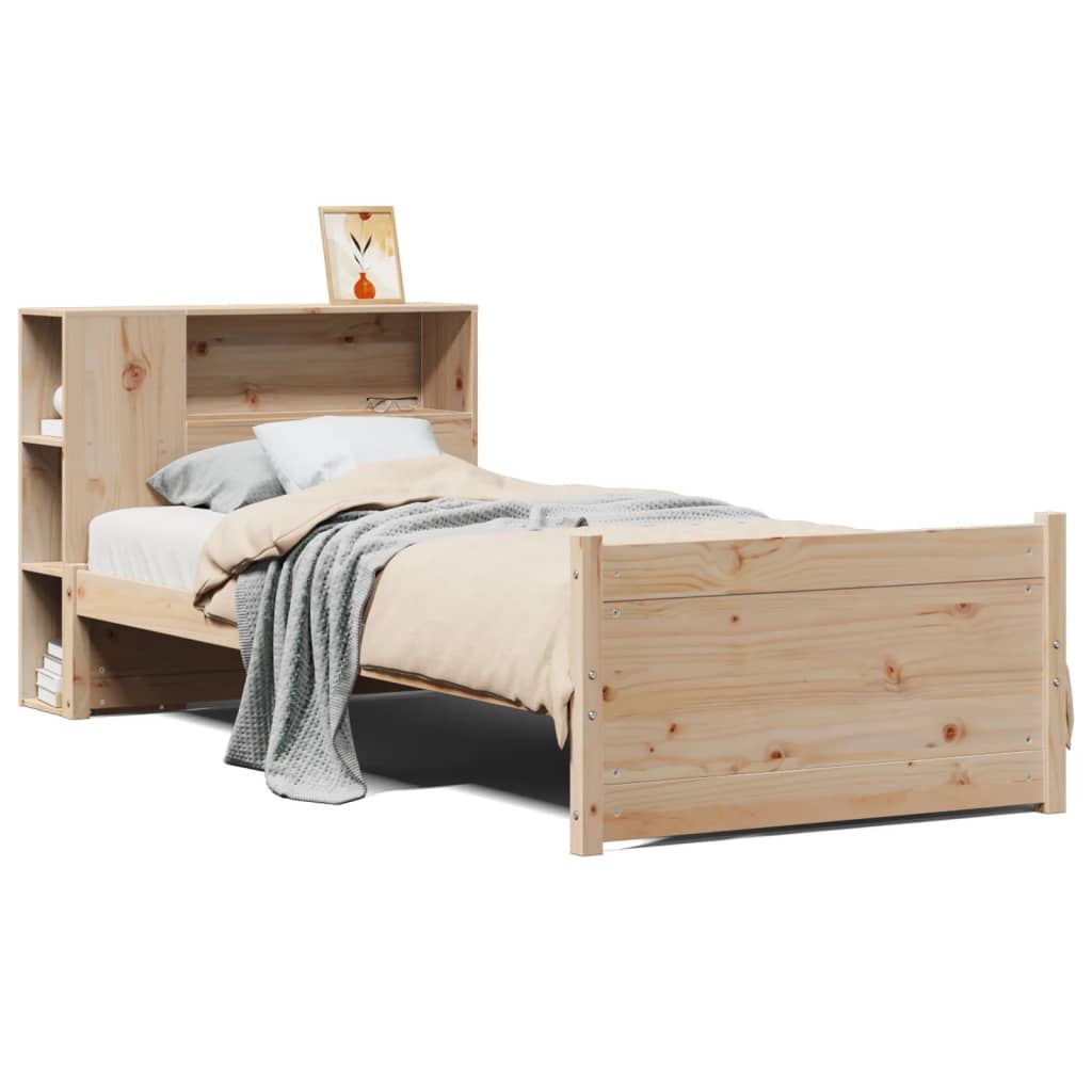 Bookcase Bed Without Mattress 90X190Cm Single Solid Wood Pine